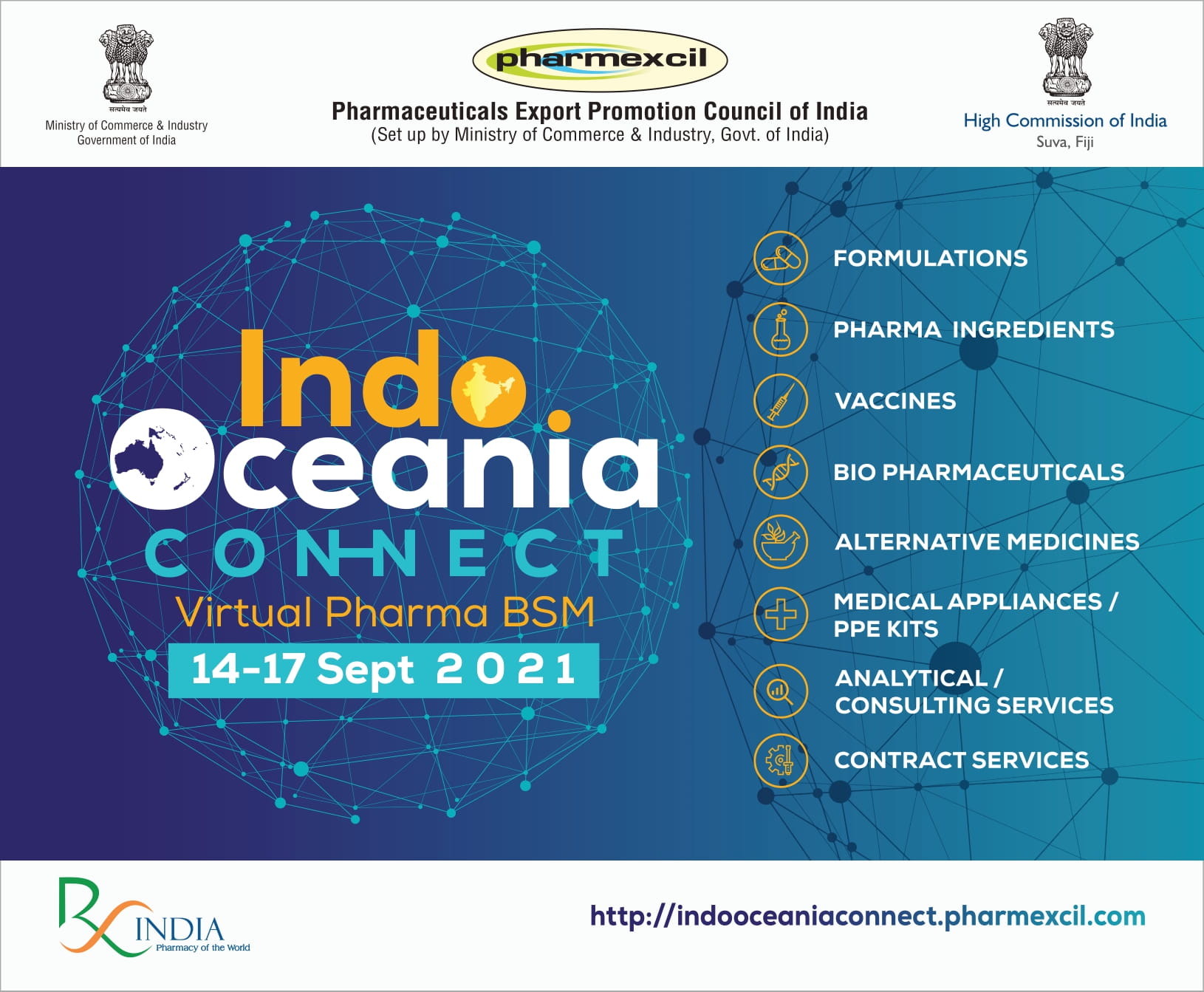 PHARMEXCIL INDO-OCEANIA CONNECT VIRTUAL PHARMA BSM, 14 – 17 SEPTEMBER 2021